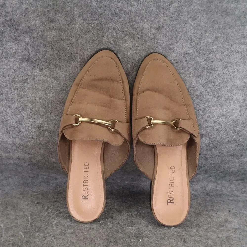 Restricted Shoes Womens 8 Mule Flats Slip On Classic Brown Casual Lifestyle - Picture 6 of 13